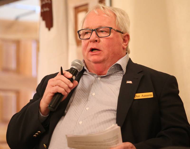 Ottawa mayor Dan Aussem, delivers a speech during the State of the Cities Luncheon hosted by the Illinois Valley Chamber of Commerce on Thursday, March 16, 2023 at Grand Bear Lodge in Utica.
