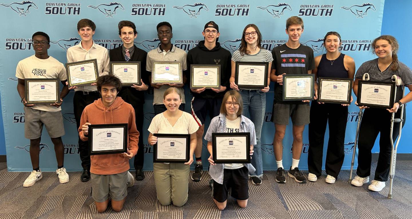 District 99 2024 National Merit Scholarship students from Downers Grove South High School.