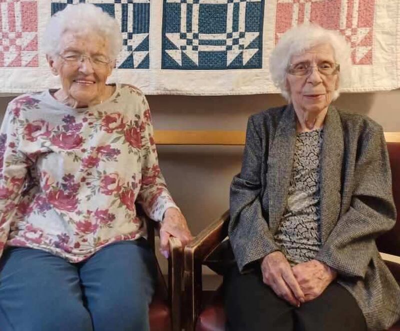 After a 50-year hiatus, Alberta Duffy, right, and Belle Long are neighbors once again. After raising their families next door to each other on Fourth Street in Dixon, they now find themselves on the same floor of Heritage Square on the city’s north side.