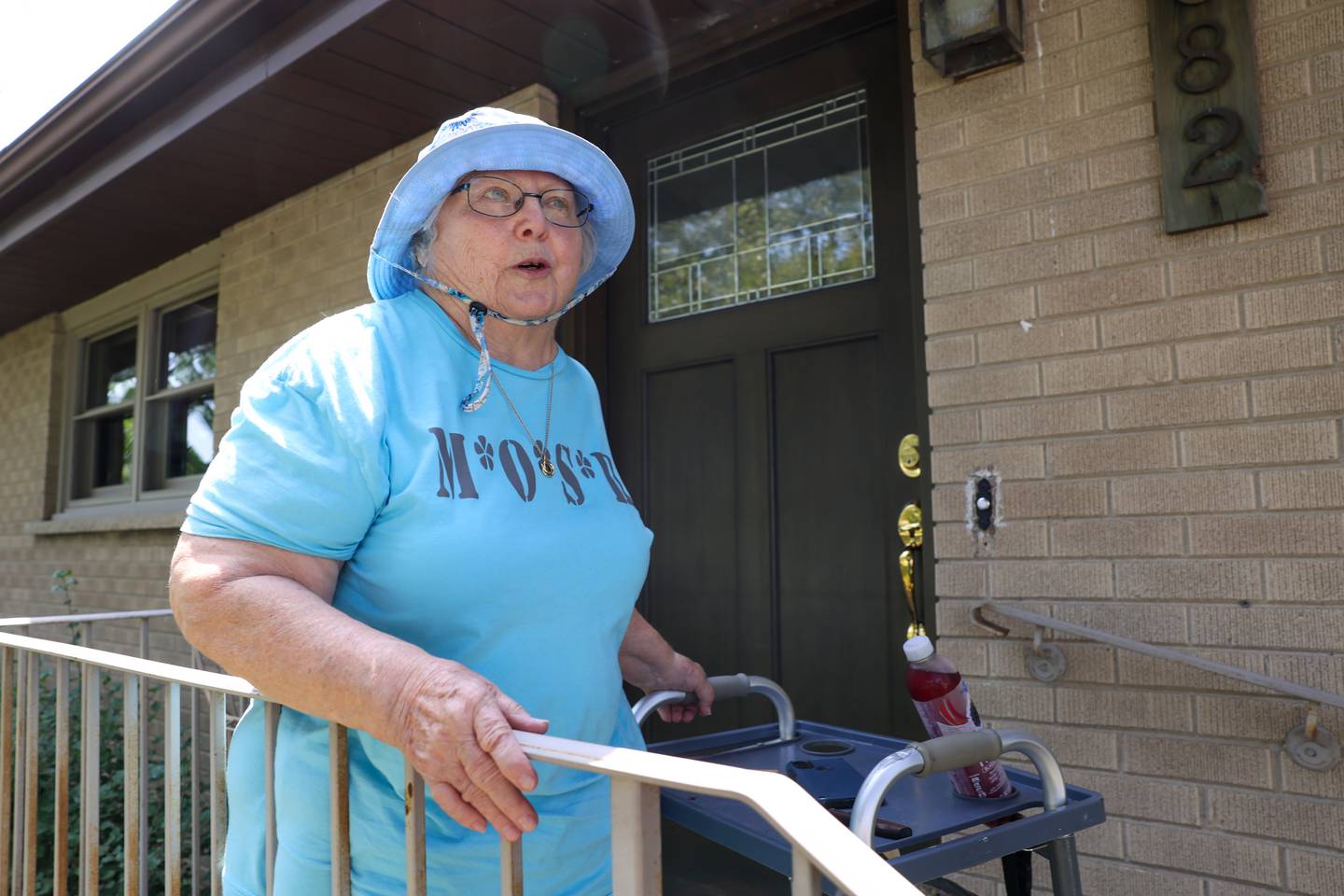 Marianne Heinzl, 78, of Bourbonnais, shares how meaningful it is to receive help from the volunteers of Camp MOSH, a week-long volunteer service camp from Maternity BVM parish, on July 22, 2025. “I’m so grateful, and it’s really the mission in the community, and it’s God’s work in the community through people’s hands," said Heinzl, a Maternity BVM parishioner of 35 years and former Camp MOSH volunteer.