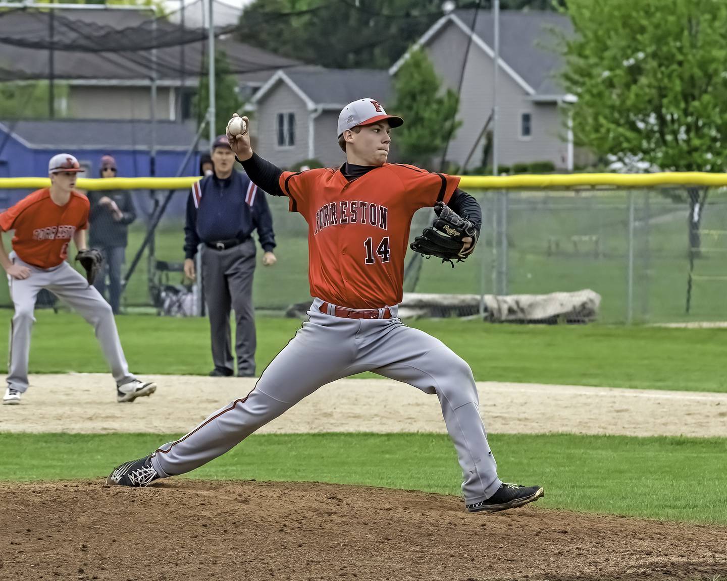 Forreston's Owen Greenfield delivers a pitch against Newman during Saturday's 1A Newman Regional final in Sterling.