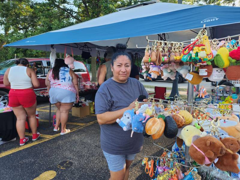 Dolores with Artisans and Mas, who imports many of her products from Mexican, is seen with some of her wares at the Independence Celebration on Thursday, July 3, 2025, at the Billie Limacher Bicentennial Park & Theatre in Joliet.