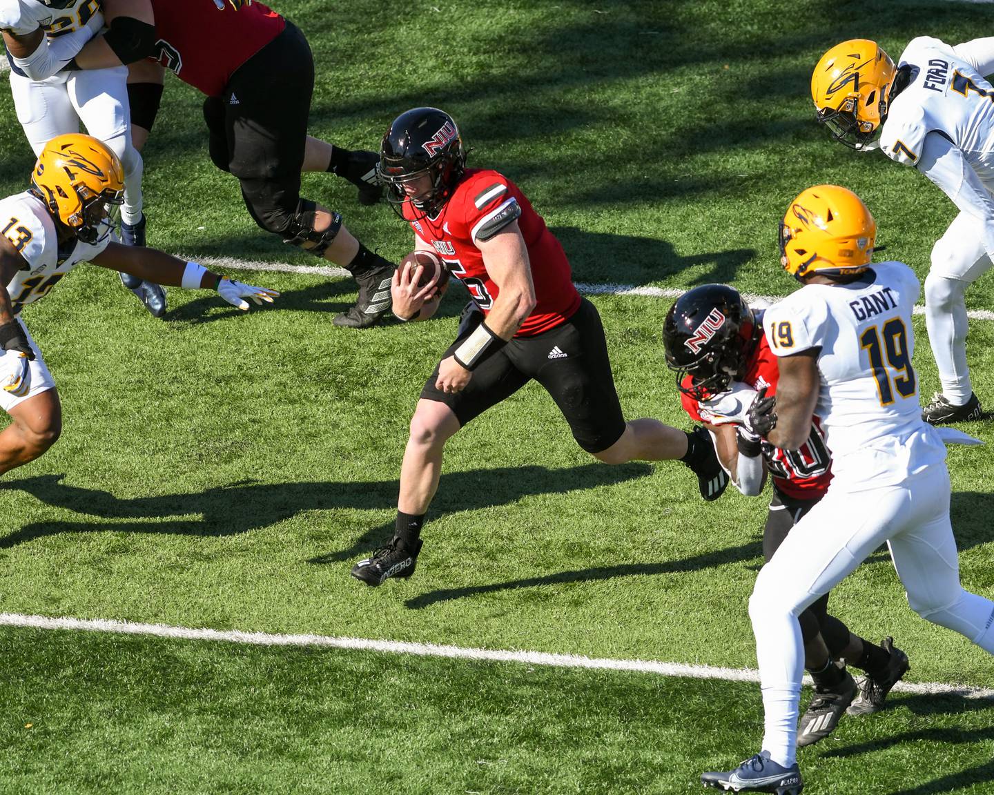 Northern Illinois Huskies Justin Lynch runs in for a touchdown in the first quarter while taking on Toledo on Saturday Nov. 8th.