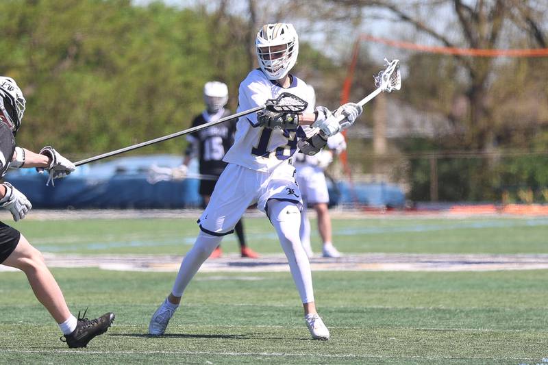Lemont’s Antoni Mierzwa takes a shot against Lincoln-Way on Saturday, April 25, 2026 in Lemont.