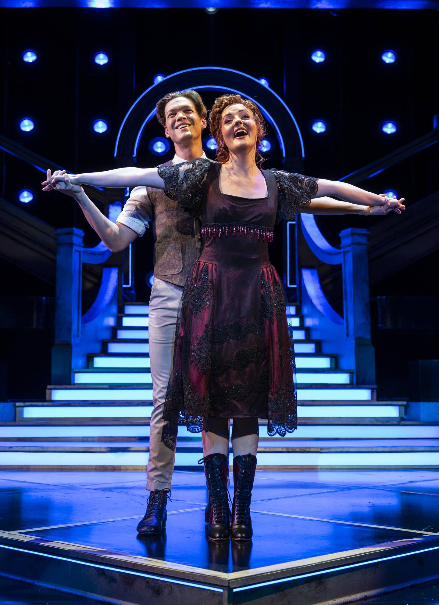 (L to R)
ADAM FANE (Jack) and MAYA ROWE (Rose)
in TITANIQUE
from Porchlight
Music Theatre, presented in association with Broadway In Chicago. Now extended through July
13 at the Broadway Playhouse at Water Tower Place, 175 E. Chestnut St