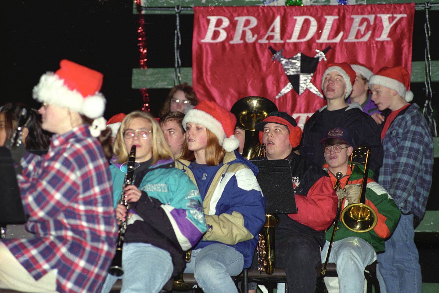 A Bradley Christmas Parade photo from mid 1990s shows the Bradley Central band.