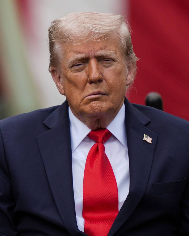 President Donald Trump attends a ceremony in the Pentagon courtyard to commemorate the 24th anniversary of the 9/11 attacks, Thursday, Sept. 11, 2025, in Washington. (AP Photo/Julia Demaree Nikhinson)