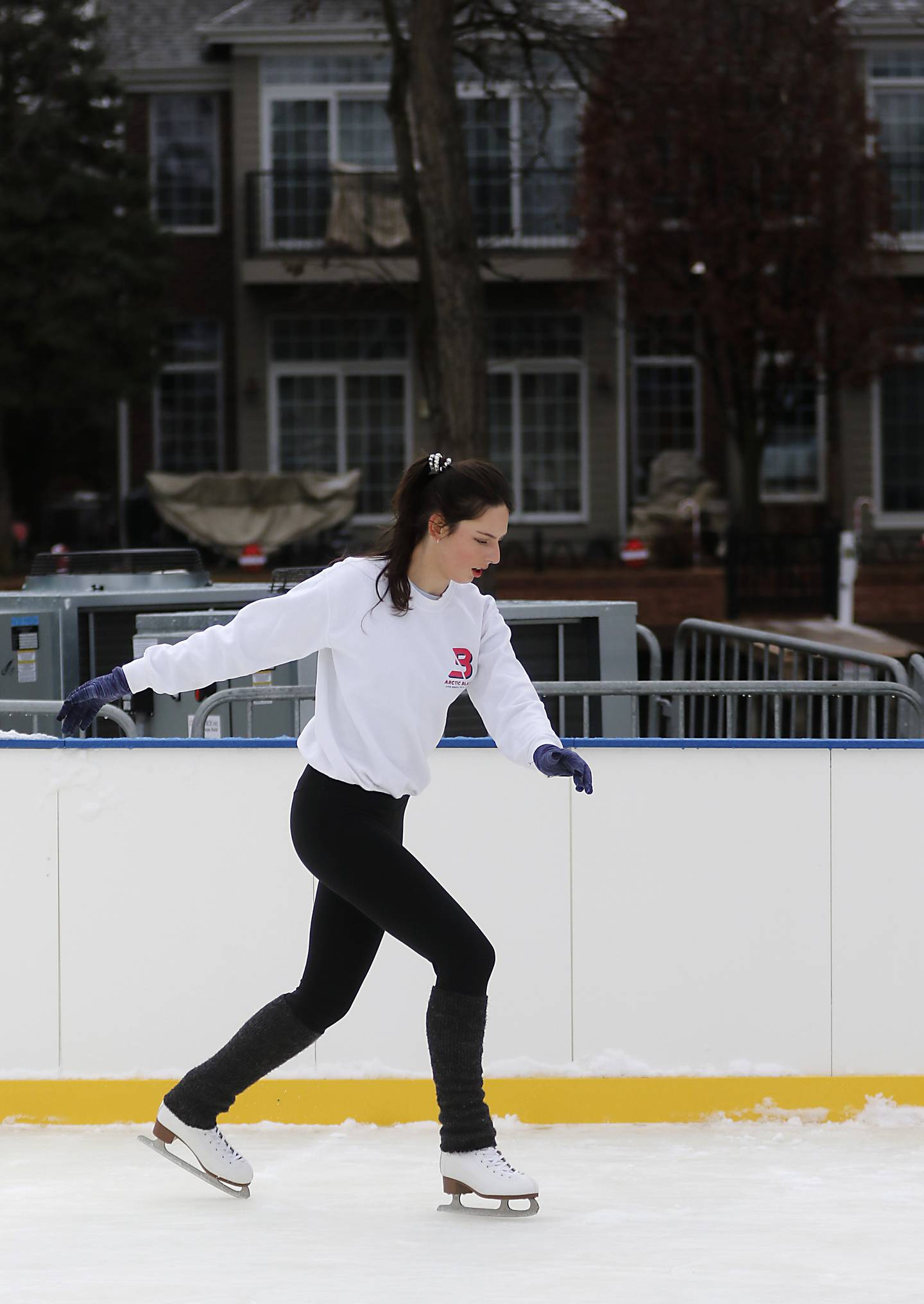Natasha Lamprecht skates on Dec. 5, 2023, at the Miller Point Park Ice Skating rink in McHenry.