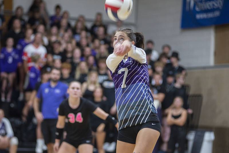 Dixon’s Sydney Hargrave plays a shot against Newman Monday, Aug. 29, 2022.