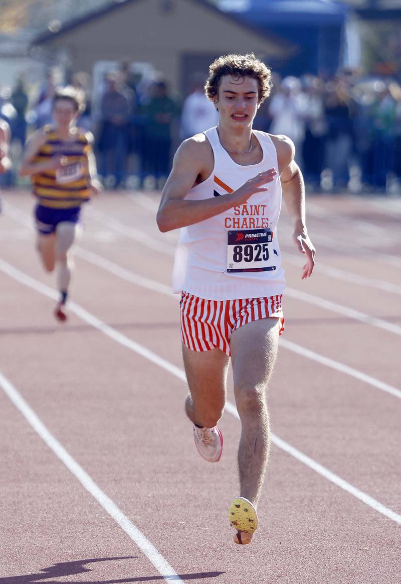 Greyson Ellensohn of St. Charles East during the IHSA Class 3A Lake Park cross country sectional  Saturday, Nov. 2, 2024 in Roselle.