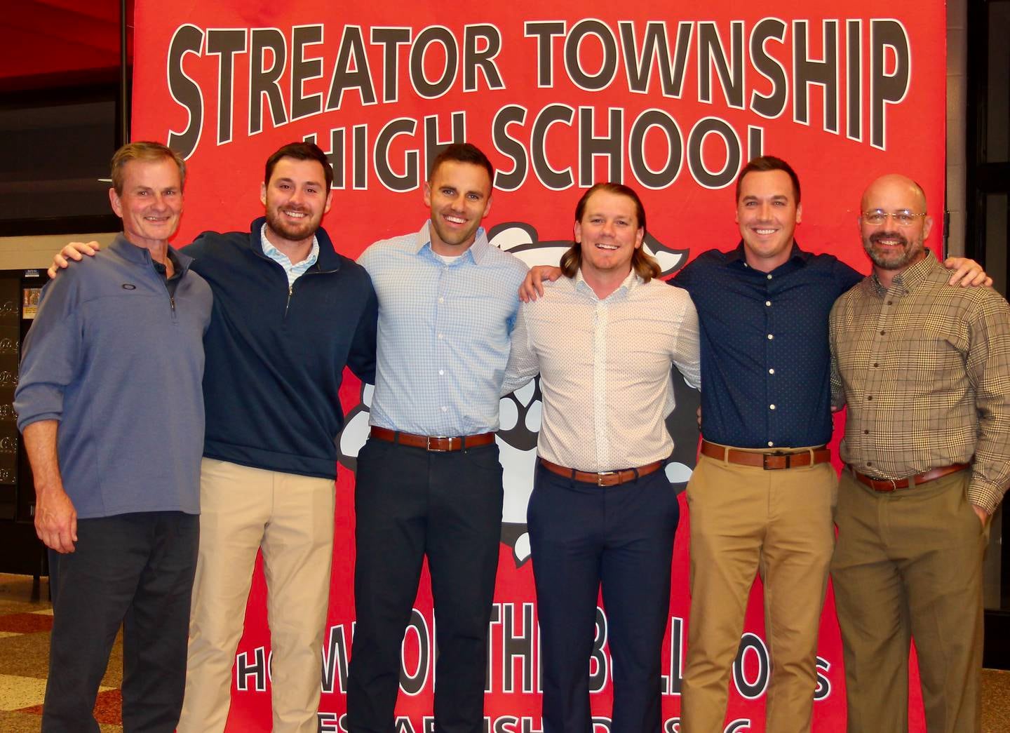 Streator's 2010 baseball team members in attendance at the 2022 Streator Sports Hall of Fame induction ceremony were (left to right): Coach Mike Nagle, Ryan Nagle, Blake Baker, Tyler Wargo, Drew Sabol and Coach Nick McGurk.