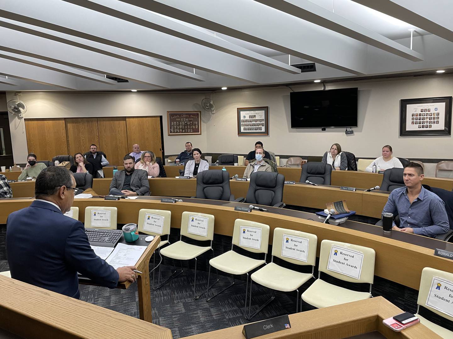 Participants in the IVAC community leadership program learn about and tour the La Salle County Board Room.