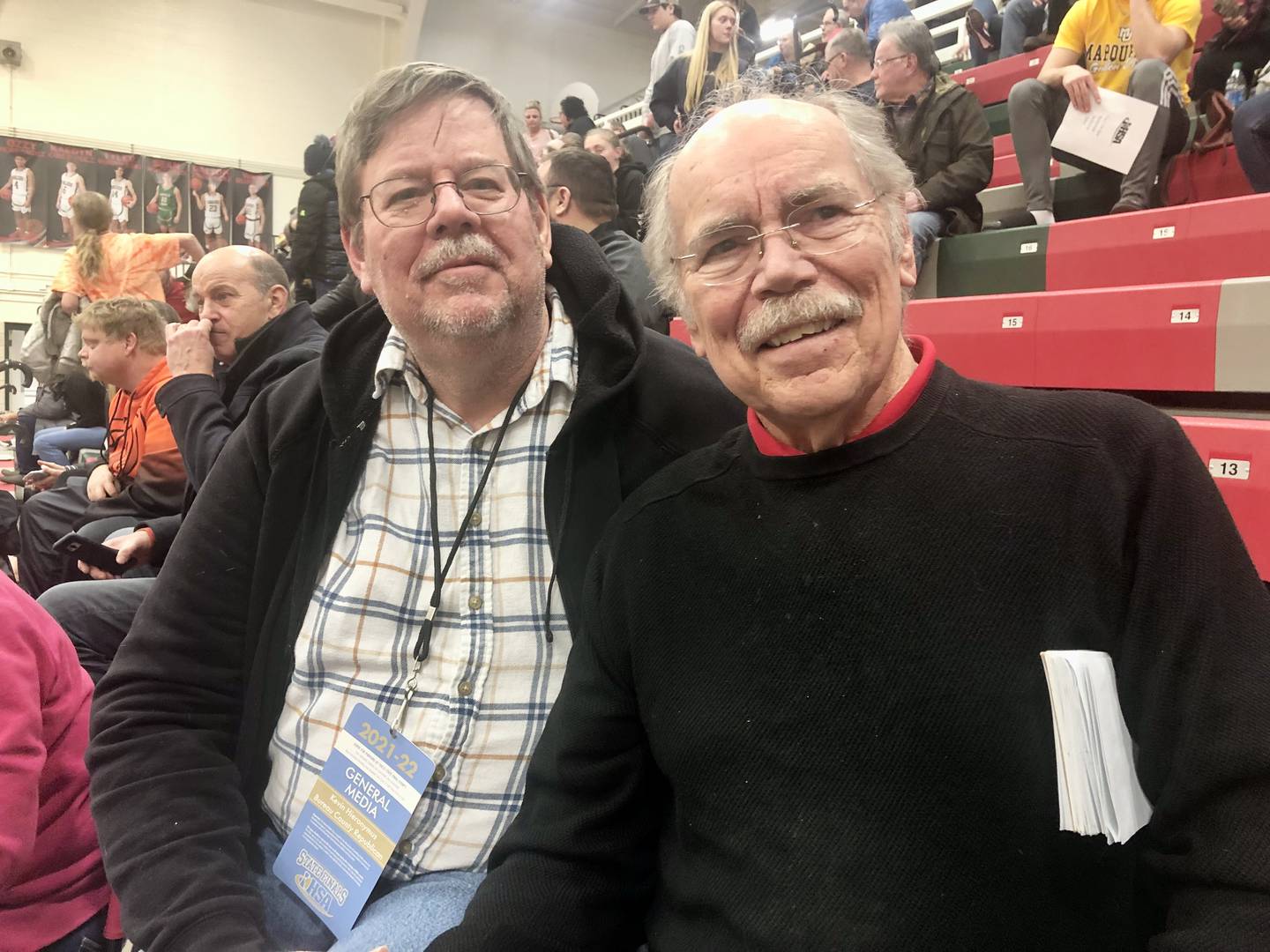 BCR Sports Editor Kevin Hieronymus met up with nationally renown sportswriter Dave Kindred at the LaSalle-Peru girls regional Tuesday night. They both are from Atlanta, Ill.