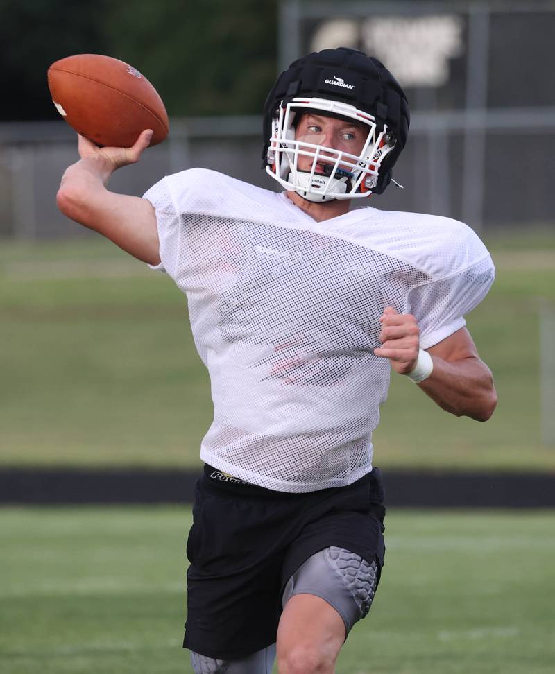 Lena-Winslow and Byron scrimmage Thursday, July 24, 2025, during a joint practice with Byron, Lena-Winslow and Sycamore at Sycamore High School.