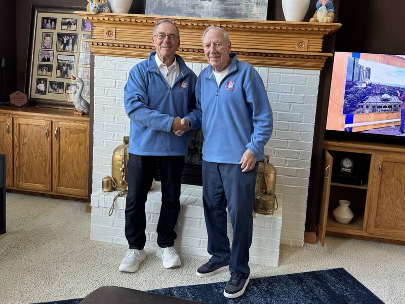 Operation St. Nick President Guy Christensen with Operation St. Nick founder Joe Schmitz.