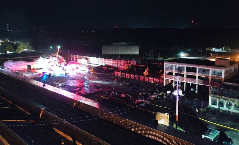 Firefighters respond to the south side of the Westclox building to a fire on Friday, July 14, 2023 in Peru. The fire began at 8:19p.m. A MABAS box alarm was issued to the fourth level and then brought back down after the fire was contained.