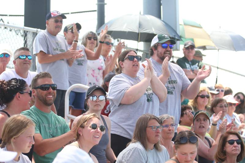 St. Bede fans cheer on the Lady Bruins in the Class 1A State championship game on Saturday, June 3, 2023 at the Louisville Slugger Sports Complex in Peoria.