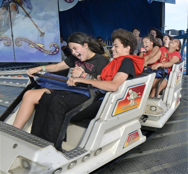 Carnival goers got their thrill while riding The Matterhorn during the opening night of the Streator Fest carnival Thursday, Aug. 3, 2023, at Northpoint Plaza.