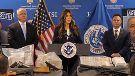 Homeland Security Secretary Kristi Noem at Elgin immigration arrest Tuesday