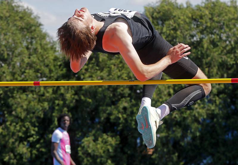 Willowbrook’s Evan Weder competes in the high jump during the IHSA Class #A Boys State Track and Field Championship meet on Saturday, May 25, 2024, at Eastern Illinois University in Charleston.
