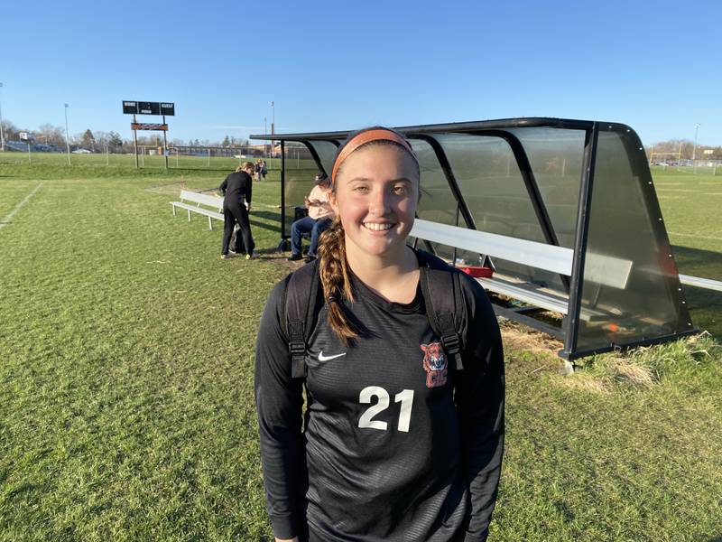 Crystal Lake Central goalkeeper Addison Cleary helped the Tigers earn a 3-0 Fox Valley Conference win over Hampshire on Thursday at home.