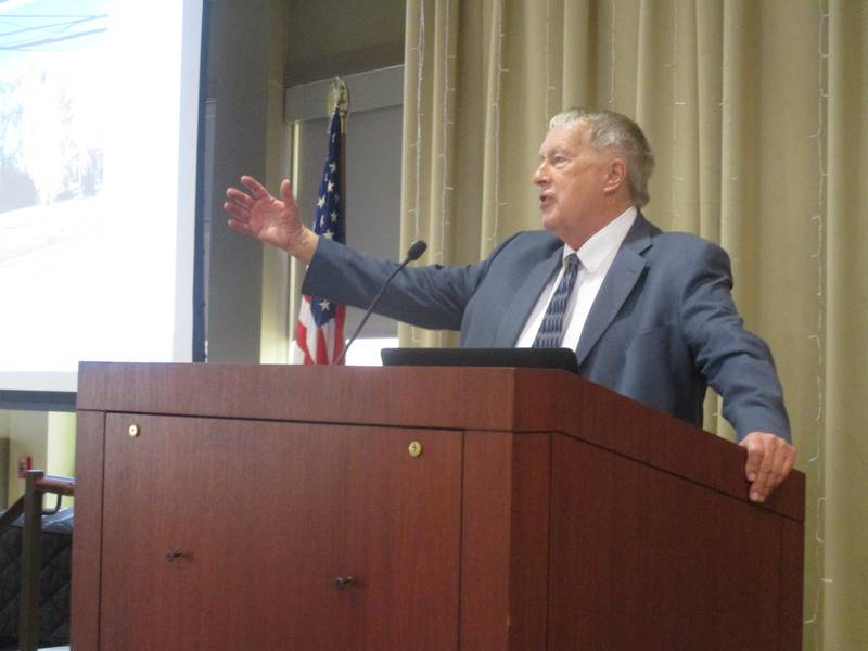 Batavia Mayor Jeff Schielke delivers his annual address to the Batavia Chamber of Commerce on Nov. 2 at Covenant Living at the Holmstad senior center.