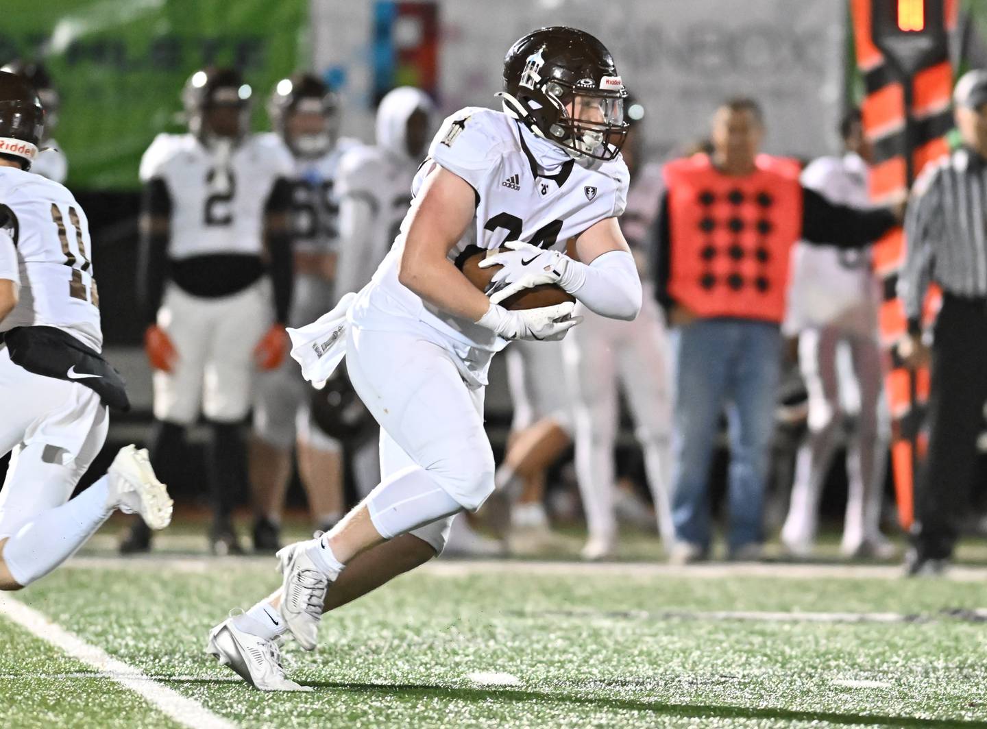 Joliet Catholic's running back Larry Stringham  in action during a conference game against Providence Catholic on Friday, Oct 25, 2024 at New Lenox. (Dean Reid for Shaw Local News)