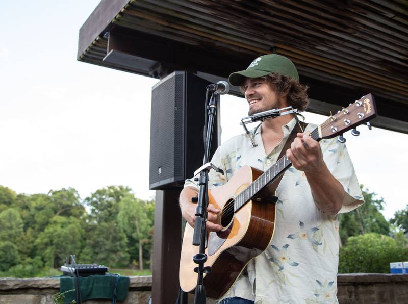 Aaron Kelly of Oswego performs during Thirsty Thursday on the Deck at the Lake Ellyn Boathouse in Glen Ellyn on July 20, 2023.