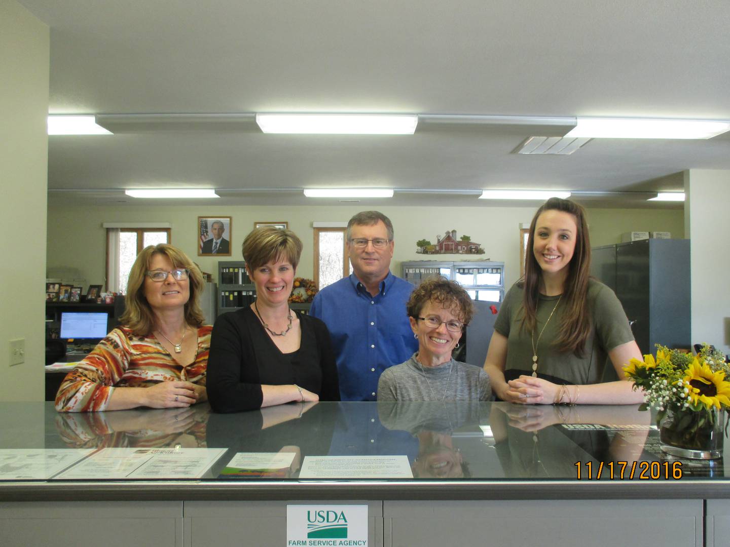 Staff members of the Morris office of the U.S. Department of Agriculture Farm Service Agency a decade ago included Sheri Sisk (from left), Beth Hatteberg, Ron Burling, Teri Boylan and Danielle Rehberg.