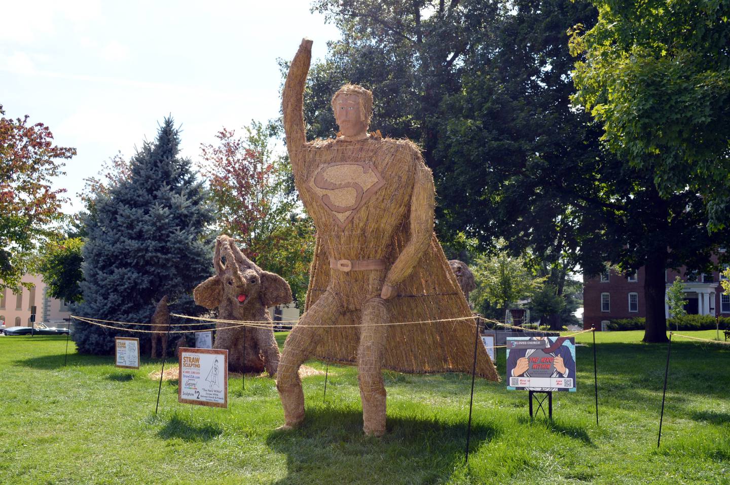 “The Hero Within,” a Superman sculpture made by Doreen White, of Forreston, took third place for Peoples Choice award in the seventh annual U.S. National Straw Sculpting Competition in Mt. Morris.