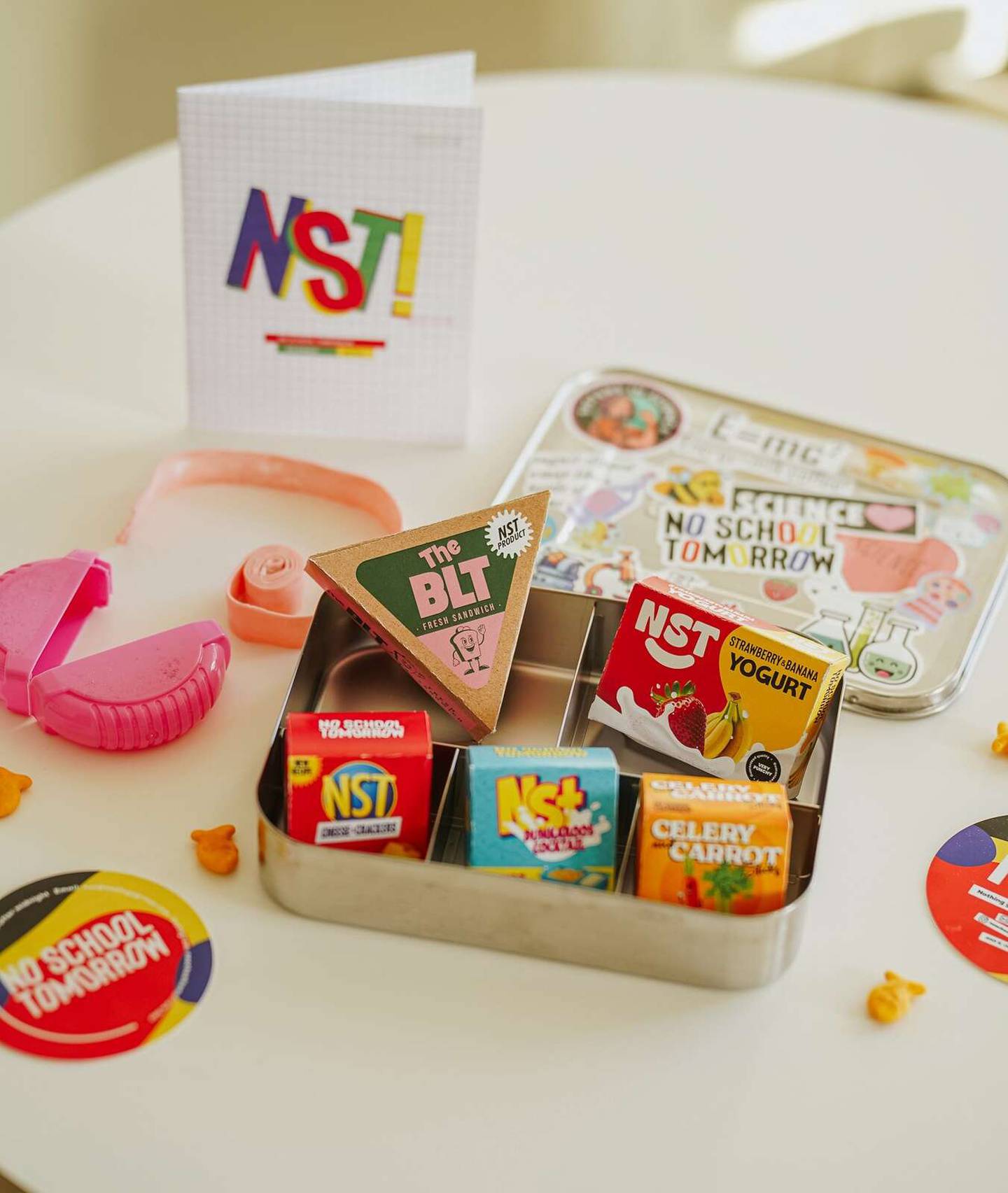 A number of cocktail menu items can be found in a lunch box at No School Tomorrow in Itasca.