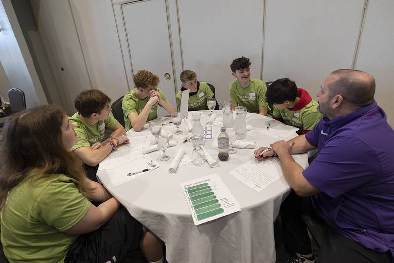 Dixon freshmen talk about one of the exercises Friday, March 15, 2024 during the summit.