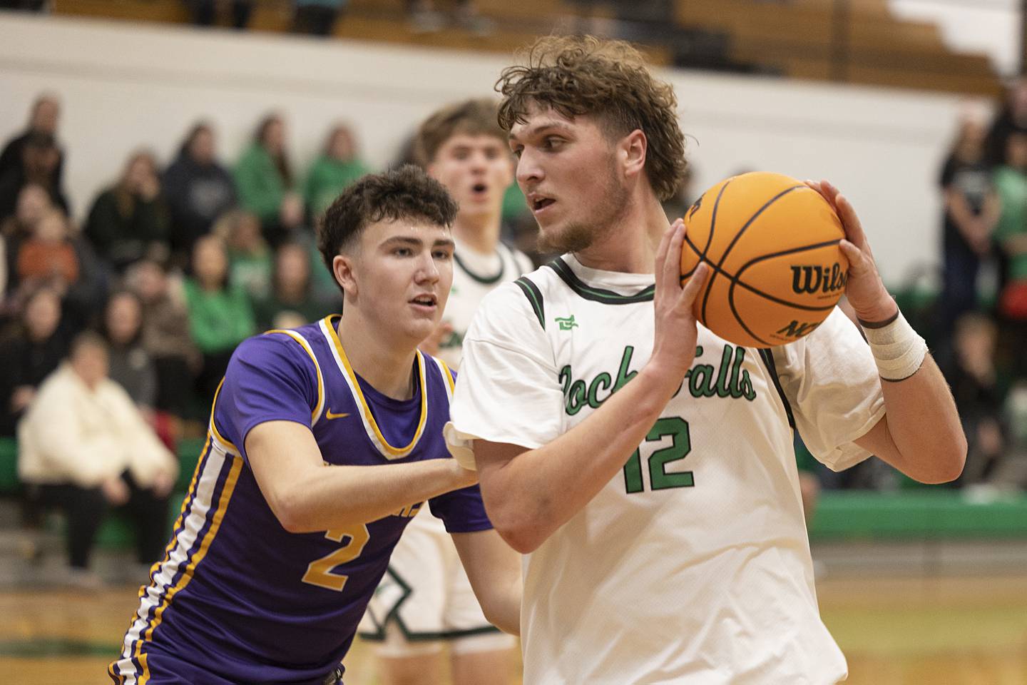 Rock Falls’ Cole Mulnix works against Mendota’s Drew Becker Monday, Dec. 15, 2025.