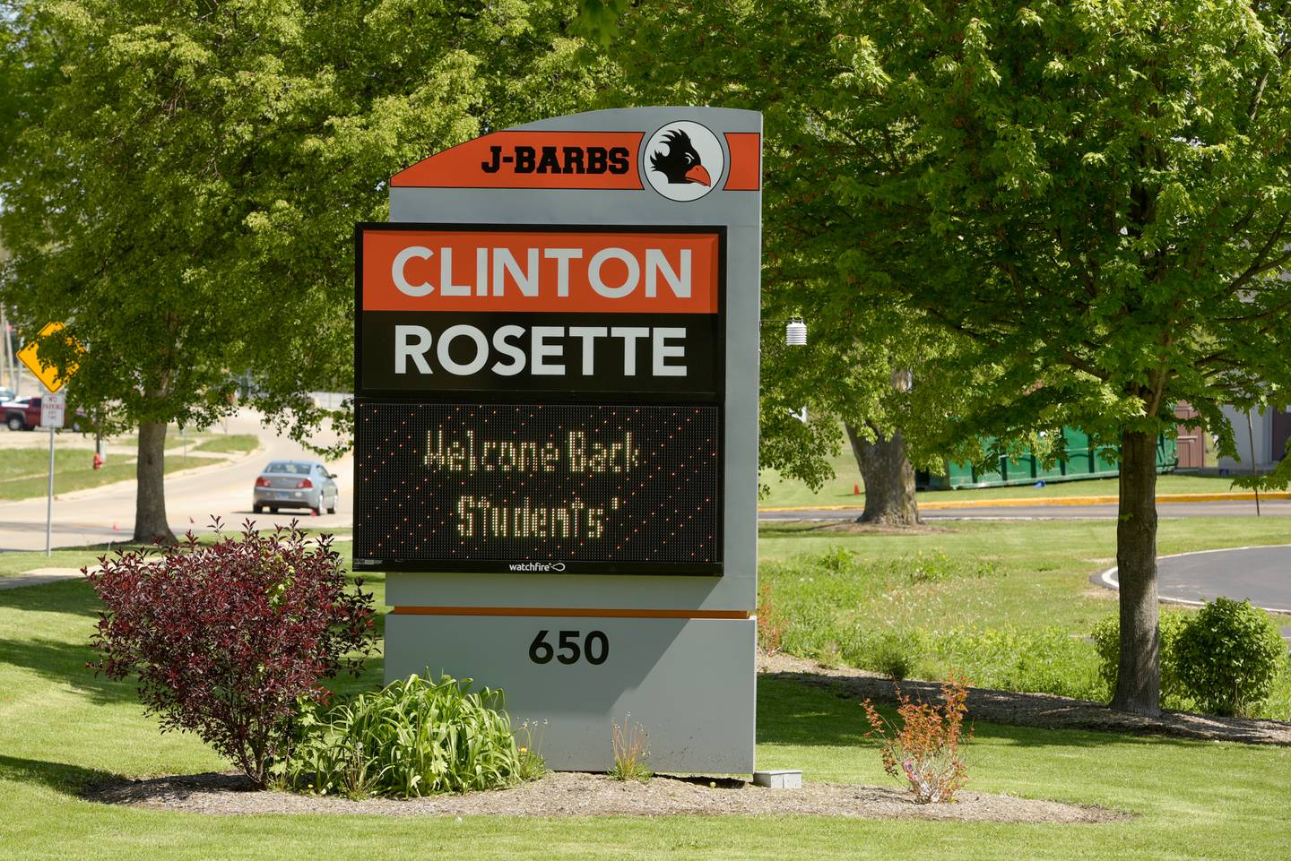 School District 428, Clinton Rosette Middle School sign in DeKalb, IL