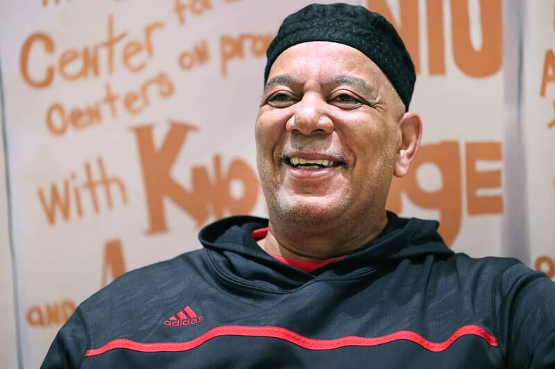 Derrick Smith, an academic counselor in the Center for Black Studies at Northern Illinois University and father of four, talks Tuesday, June 13, 2023, at the center, about what fatherhood has meant to him, how his own father helped change his life and how he feels like a father to the many students he mentors on campus at NIU.