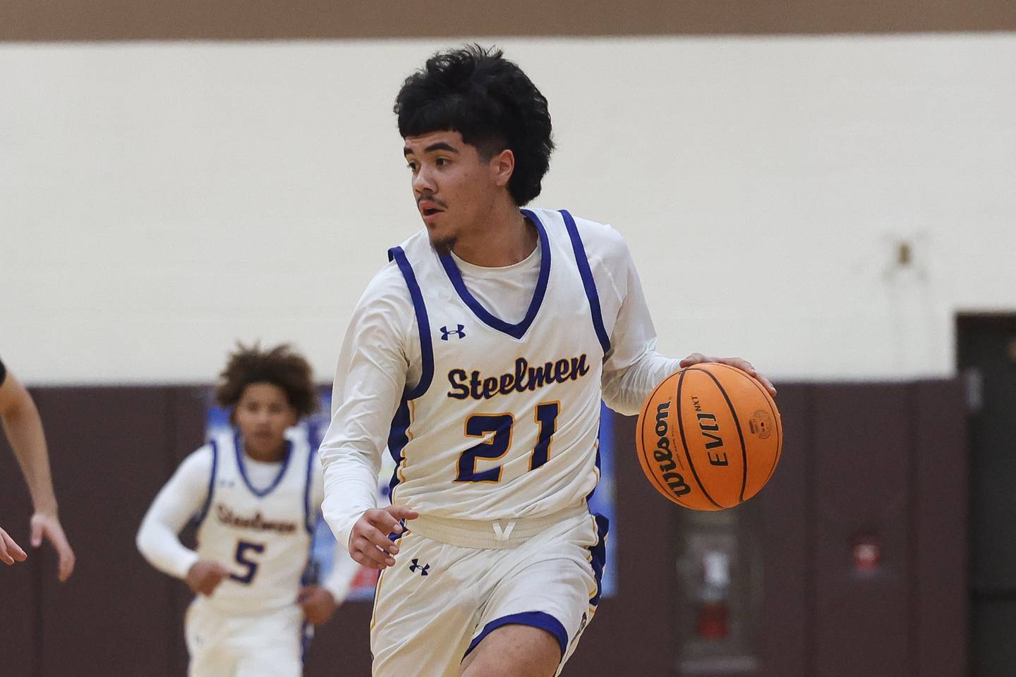 Joliet Central’s Erick Contreras looks to make a play against Lemont in the 2024 WJOL Thanksgiving Classic on Wednesday, Nov. 25, 2024 in Joliet.