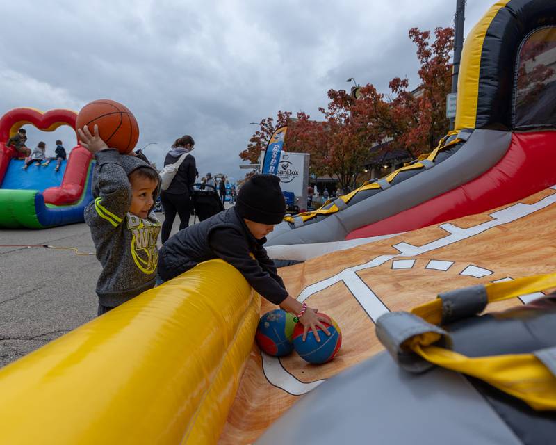 Jonas Berrum hoist's basketball over head at Frosty on First on Saturday, November 8, 2025 on First Street in La Salle.