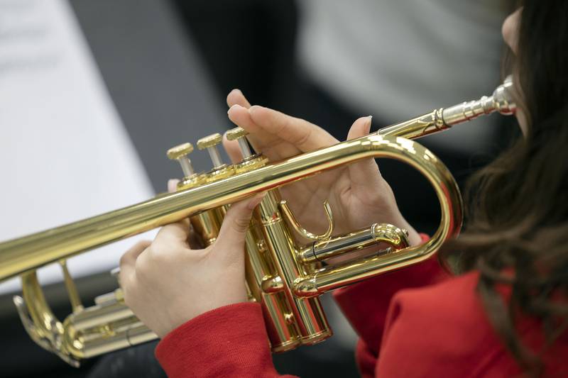 Sixth grade band students practice Monday, Oct. 20, 2025, at Reagan Middle School.
