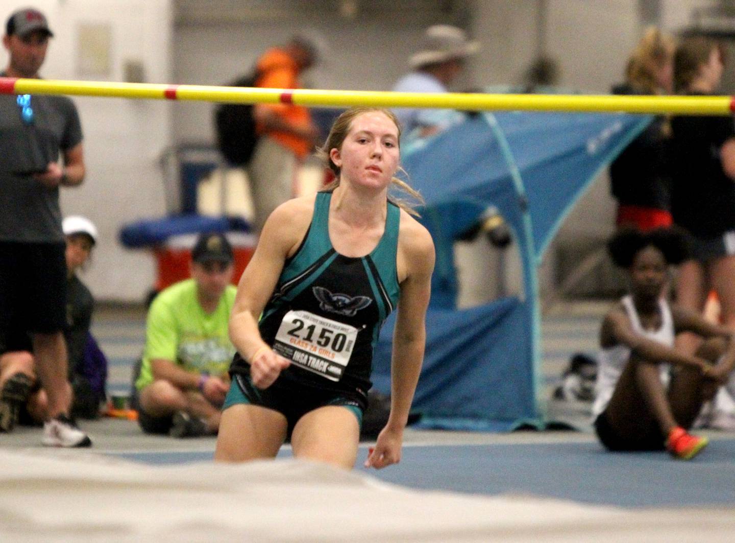 Woodstock North’s Lexi Hansen competes in the 2A high jump finals during the IHSA Girls State Championships in Charleston on Saturday, May 21, 2022.