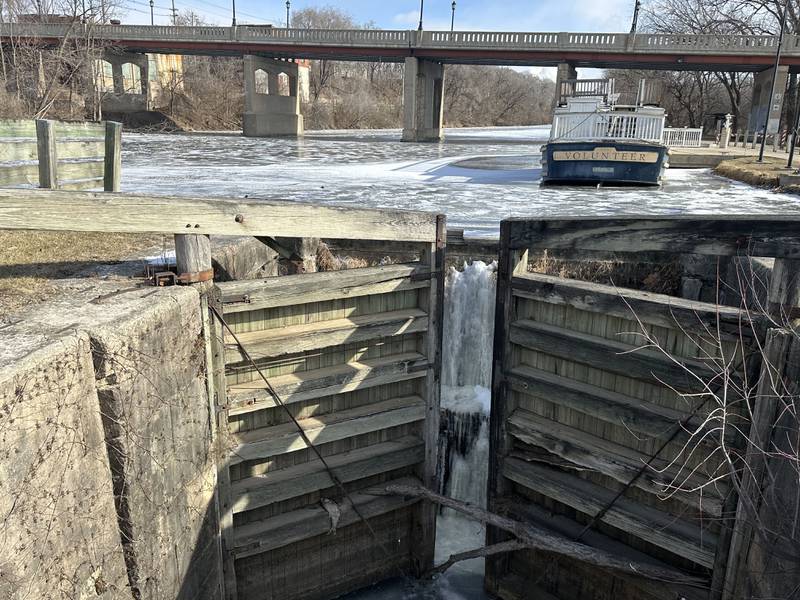 The Illinois and Michigan Canal Lock 14 is frozen over on Tuesday, Jan. 21, 2025 at La Salle.