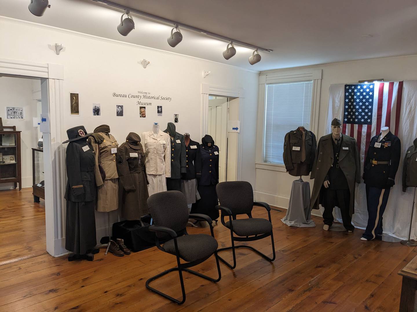The exhibit was created as part of National Military Appreciation Month in May and was reimagined with an enlarged exhibit including new displays of artifacts, uniforms and stories.