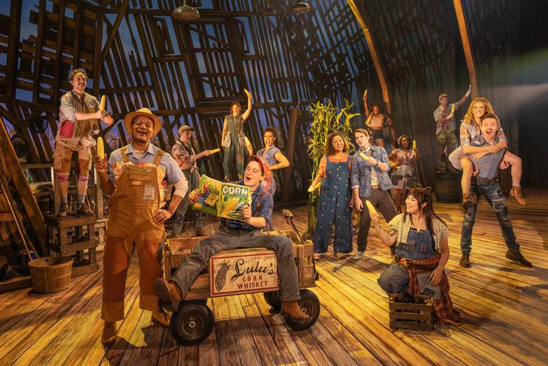 The cast of the North American tour of the Tony Award-winning musical comedy "Shucked" performs in the Broadway In Chicago series through Jan. 19, 2025.