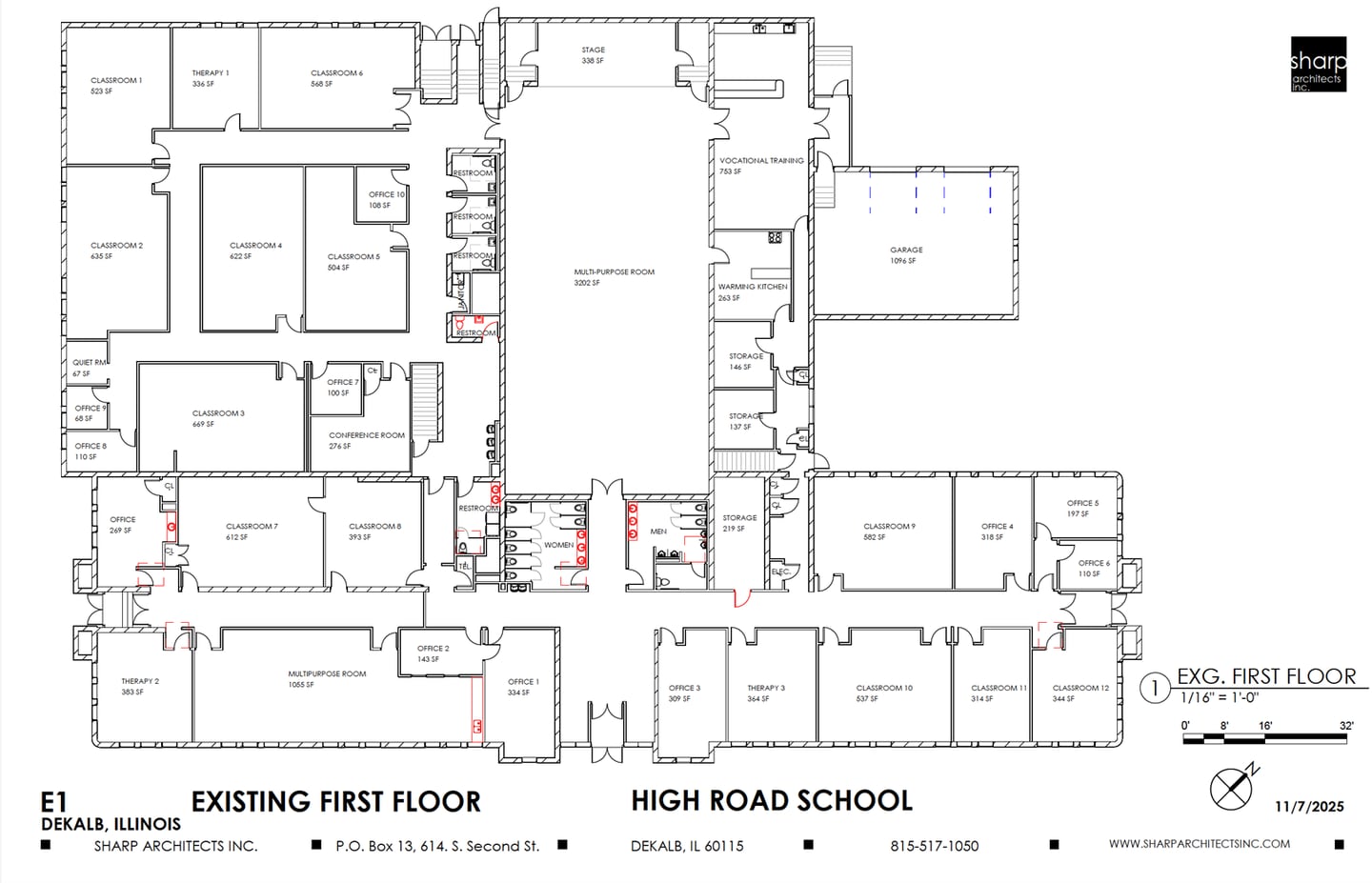 A private therapeutic day school for students with special needs could relocate to DeKalb on North Sixth Street, according to a development proposal headed to the city for review this week. The floor plan for High Road School of DeKalb, compiled by Sharp Architects and published by the city of DeKalb, shown here ahead of a Dec. 15, 2025, city meeting.