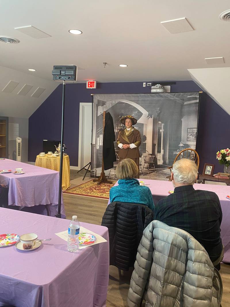 The Lombard Historical Society has announced Betsey Means of WomanLore will present Fish & Fetish - Travels in West Africa: A Lecture by Mary Kingsley at 8 p.m. Saturday, March 8, in the Carriage House at 23 W. Maple Street in Lombard. 

Pictured: Betsey Means portrays Jane Addams at LHS in March 2024