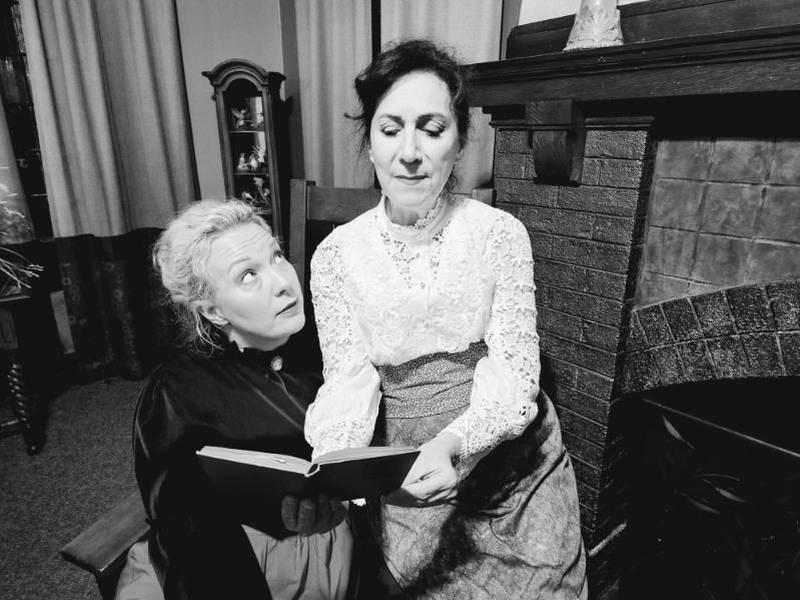 "The Half-Life of Marie Curie" is presented by Janus Theatre Company from Nov. 3 to 5 in Elgin.Doreen Dawson as Hertha Ayrton (brunette)
Heidi Swarthout as Marie Curie (blonde)