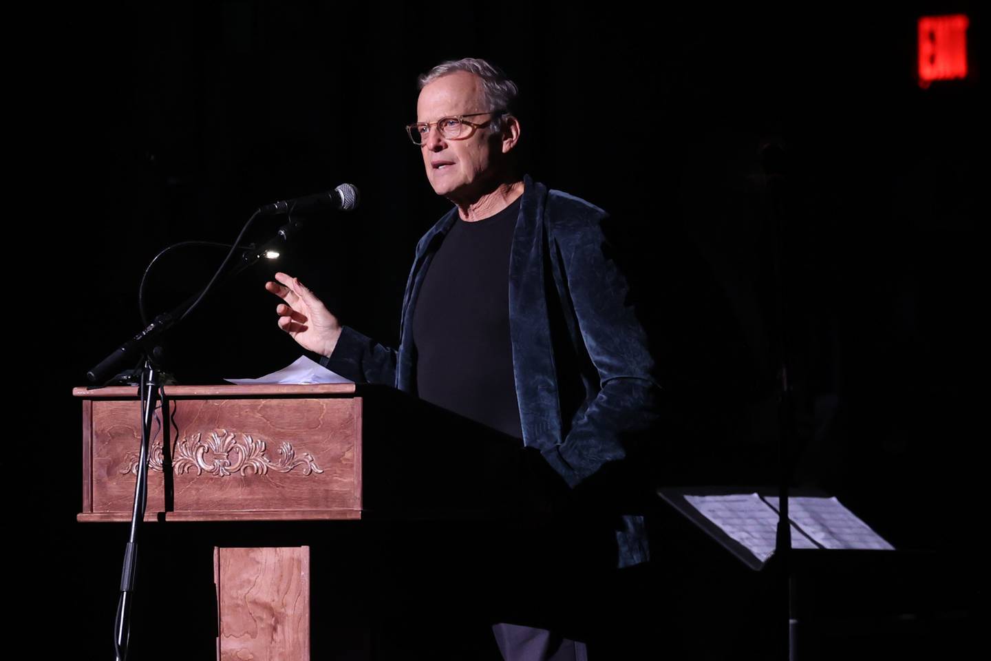 Bob Sirott, longtime Chicago radio and television personality, gives his acceptance speak at the 3rd Annual Illinois Rock & Roll Museum Hall of Fame Induction Ceremony on Sunday, Sept. 17, in Joliet.