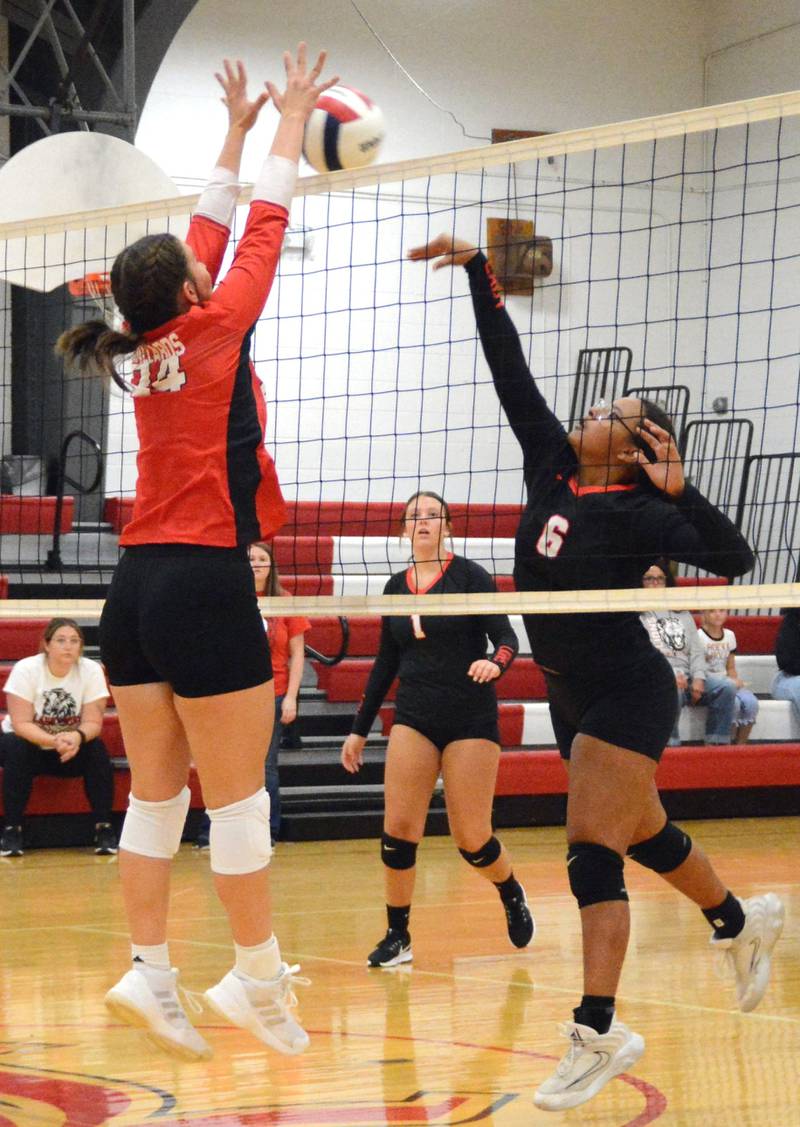 LaMoille's Olivea Glasper hits against Henry-Senachwine in Tuesday's match at LaMoille.