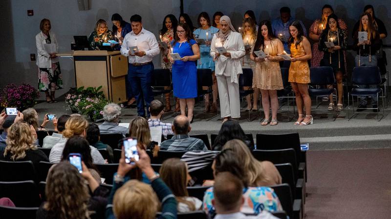 The spring 2023 Kishwaukee College registered nursing program pinning ceremony