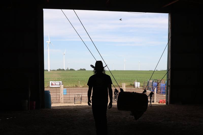 Dominic Dubberstine-Ellerbrock arrives for practice at Rugged Cross Cattle Company. Dominic will be competing in the 2022 National High School Finals Rodeo Bull Riding event on July 17th through the 23rd in Wyoming. Thursday, June 30, 2022 in Grand Ridge.
