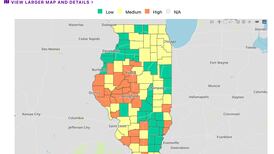 IDPH: 28 counties at ‘high’ COVID-19 risk, up from 5 last week